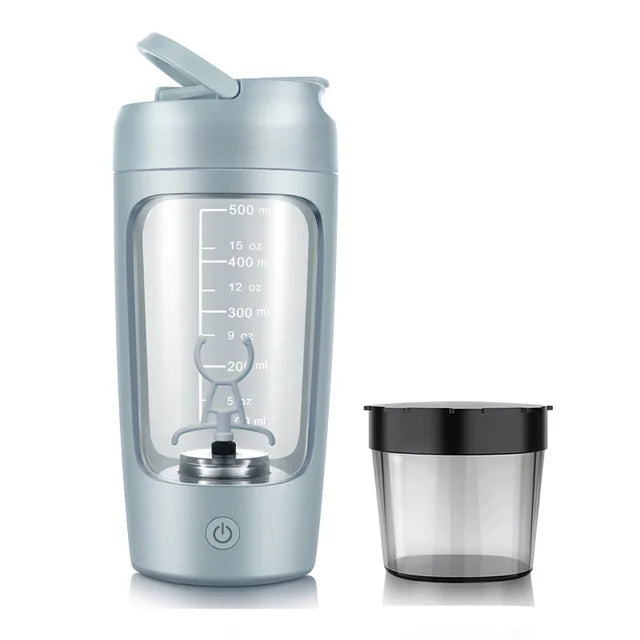 A blue blender water bottle sold by 100 Spartans
