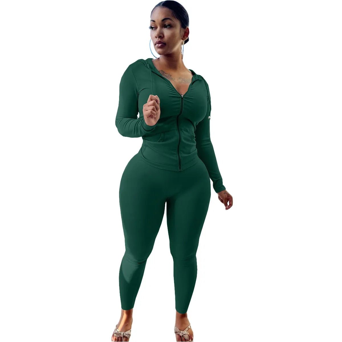 Womens Tracksuit Set - Green, S image