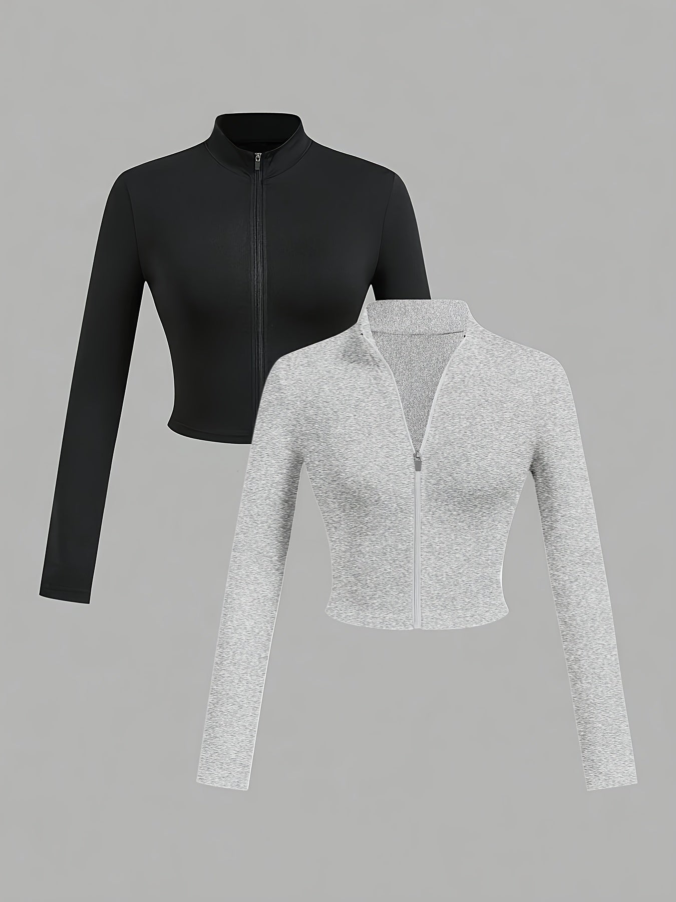 2 pcs Black and gray womens zip up sweatshirt sold by 100 Spartans on a gray background   