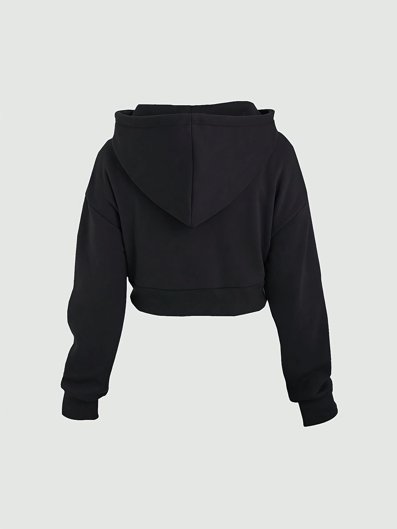 A backview women’s hooded zip-up sweatshirt sold by 100 Spartans on a light gray background