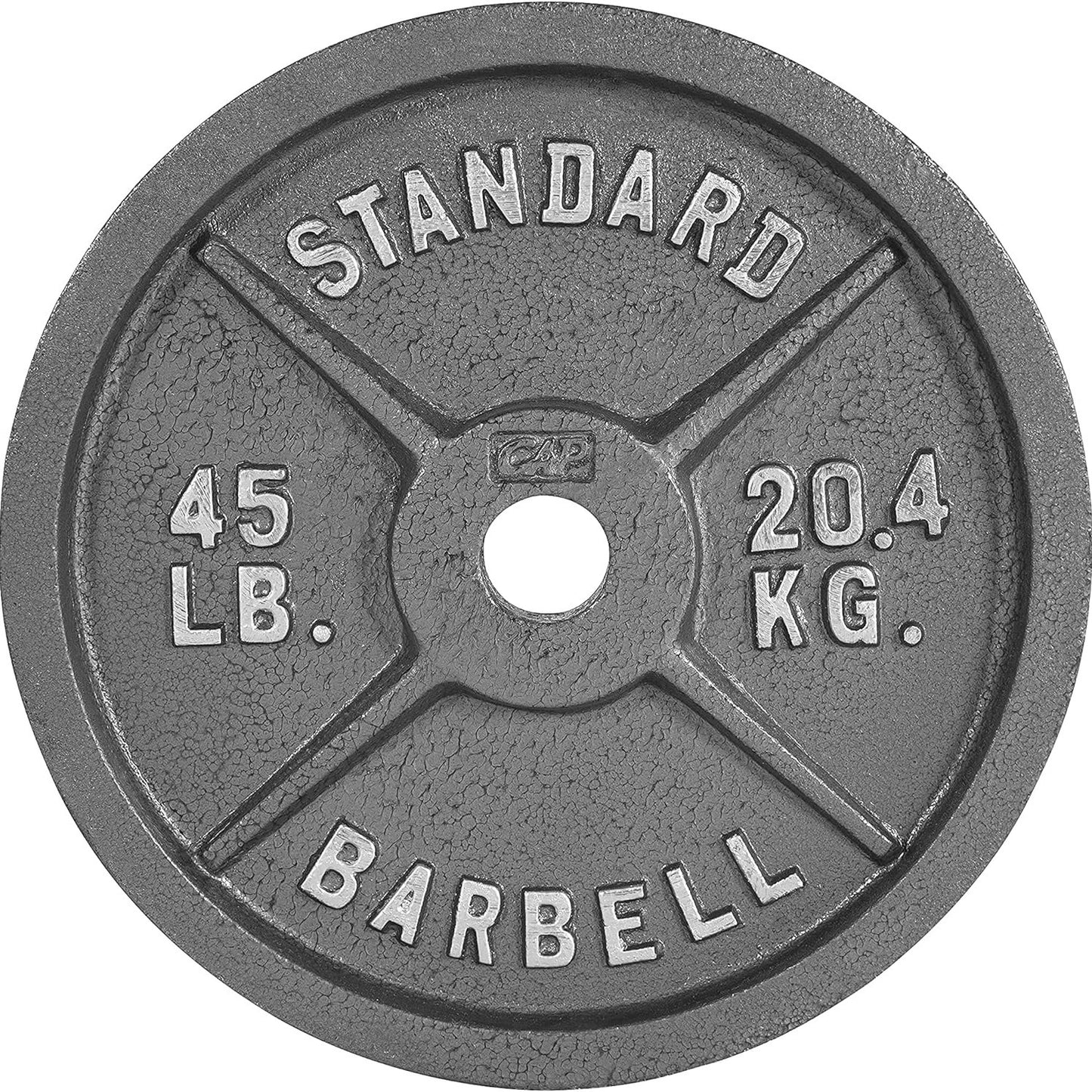 Weight plate with 'Standard Barbell' marking on a white background