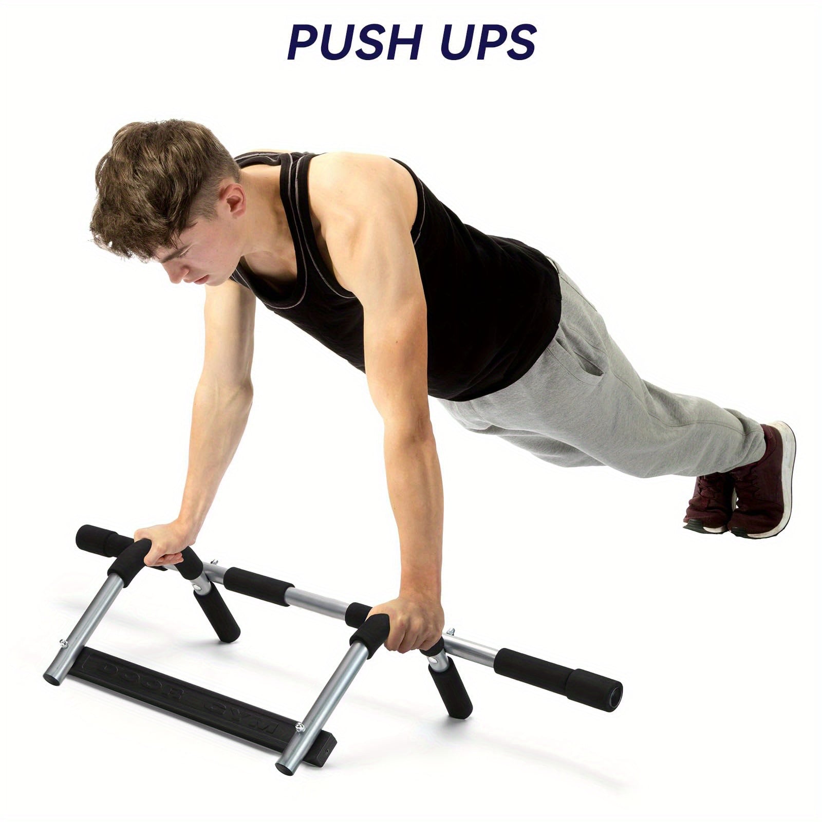 Person doing push-ups on a Pull Up Bar For Doorway
