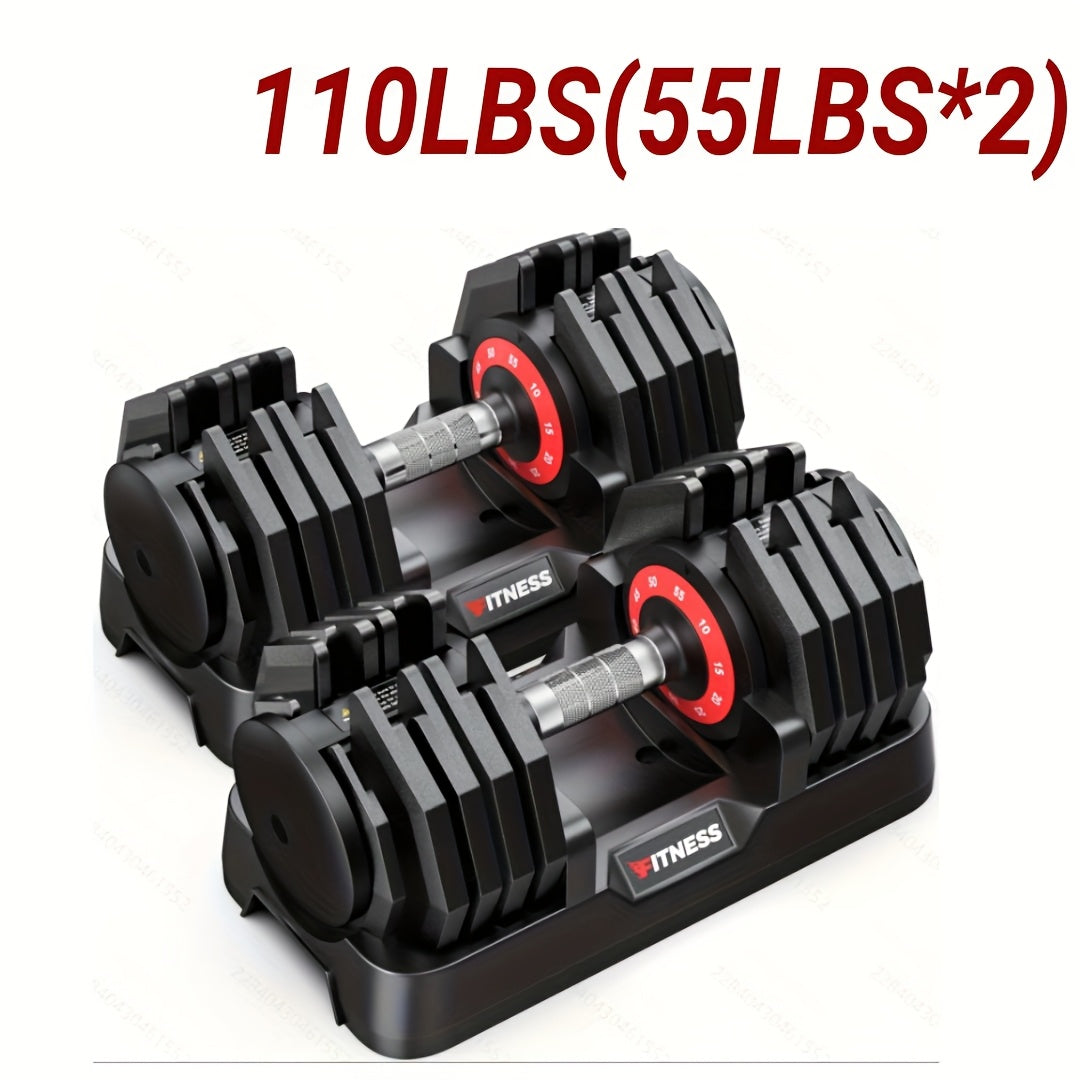 Pair of core home fitness adjustable dumbbell set with weight indication on a white background