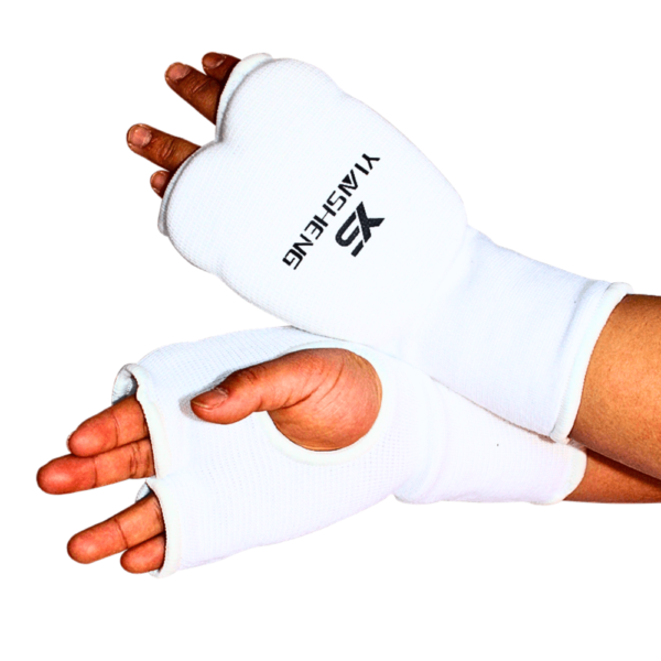 A white boxing hand wrap supplied by 100 Spartans® for kick boxing and muay thai