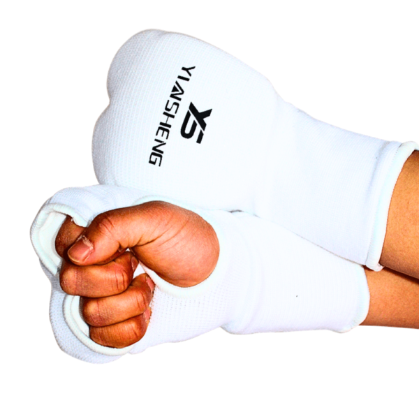 A white boxing hand wrap supplied by 100 Spartans® for kick boxing and muay thai