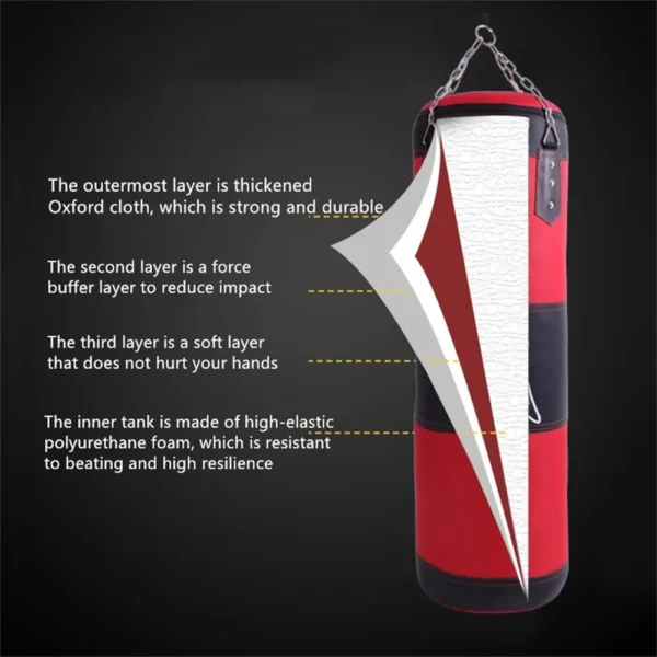 Red hanging punching bag sold by 100 Spartans