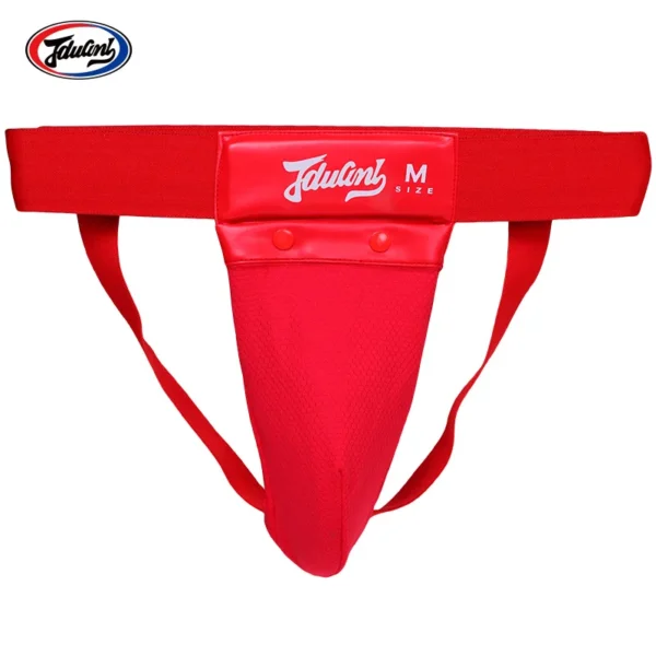 Red boxing groin protector sold by 100 Spartans