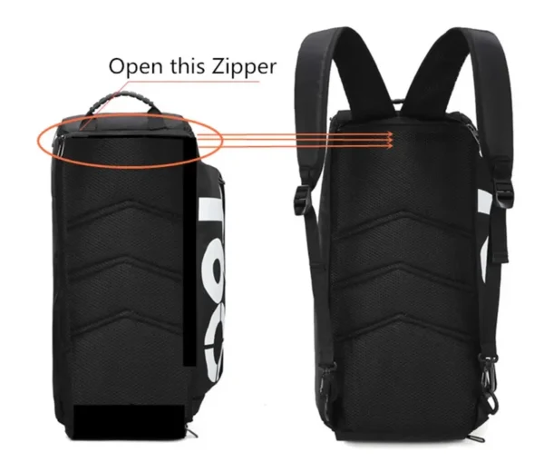 A black sport bag with its back straps sold by hundred spartans