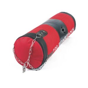 Red hanging punching bag with accessories sold by 100 Spartans