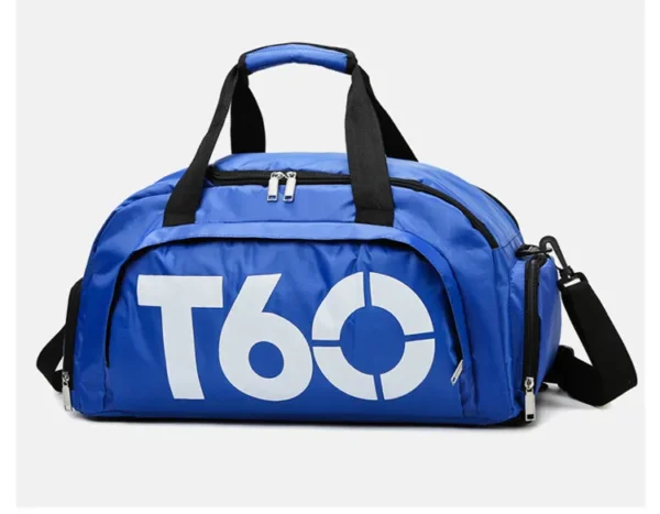 A blue sport bag sold by hundred spartans