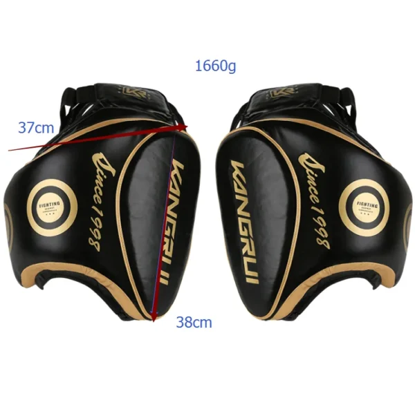 A pair of black thigh pads sold by 100 Spartans