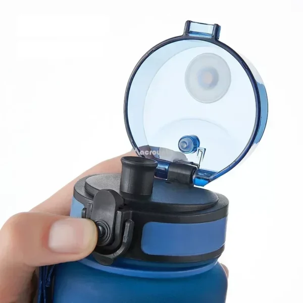 Blue sporty water bottle sold by 100 spartans