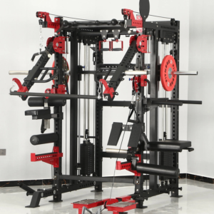 A red multi functional smith machine sold by 100 Spartans