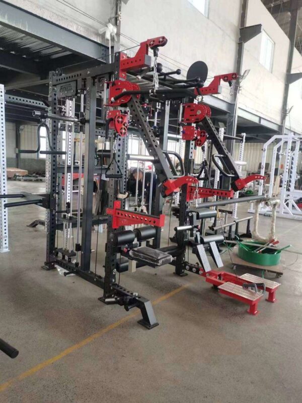 A red multi functional smith machine sold by 100 Spartans