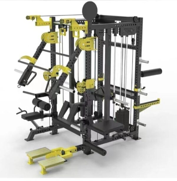 A gold multi functional smith machine sold by 100 Spartans