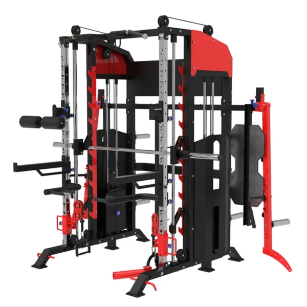 A red counterweight smith machine sold by 100 Spartans