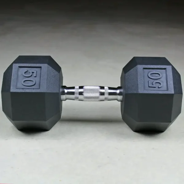 50lbs. Hexagonal dumbbells supplied by 100 Spartans, perfect for every gym