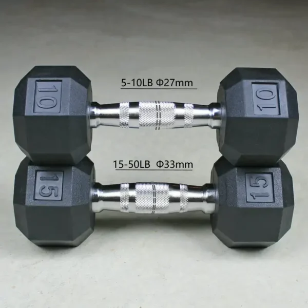 10lbs and 15lbs Hexagonal dumbbells supplied by 100 Spartans, perfect for every gym