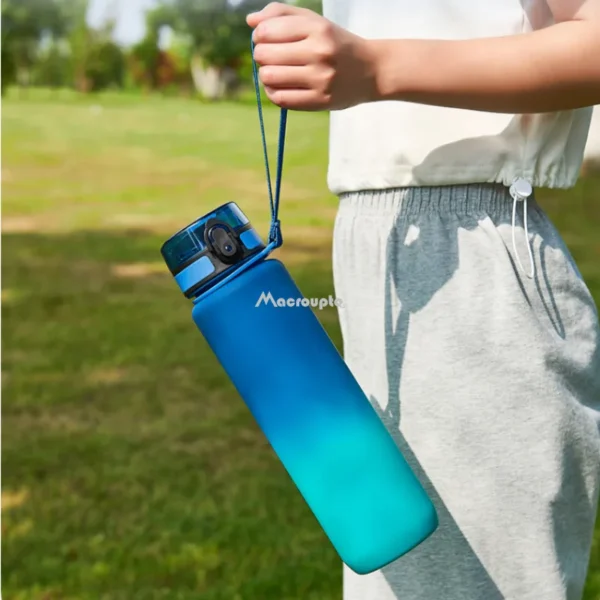 Blue sporty water bottle sold by 100 spartans