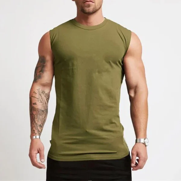 Army green sleeveless tank top for men sold by 100 Spartans