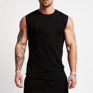 Black sleeveless tank top for men sold by 100 Spartans