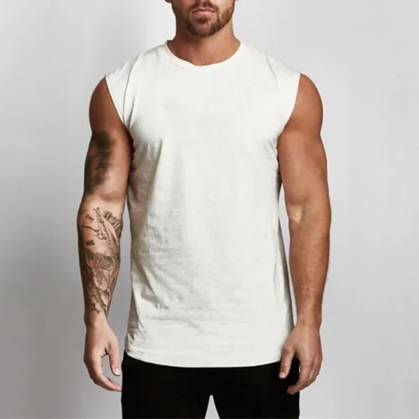 White sleeveless tank top for men sold by 100 Spartans