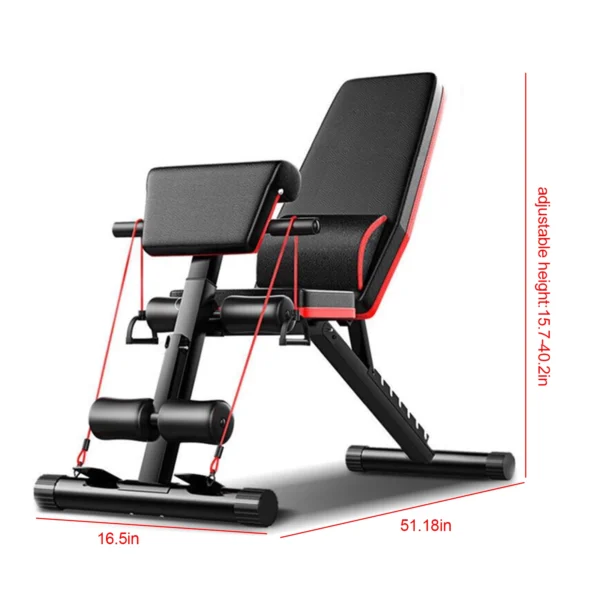 The dimension of a black adjustable gym bench 100 Spartans