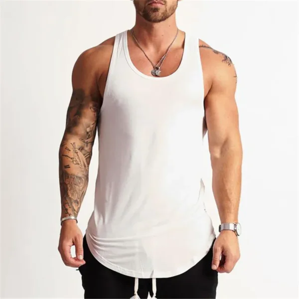 White sleeveless tank top for men sold by 100 Spartans