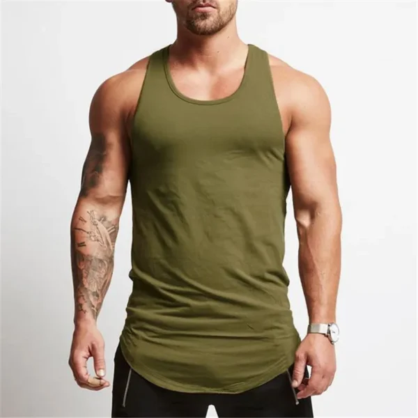 Army green sleeveless tank top for men sold by 100 Spartans