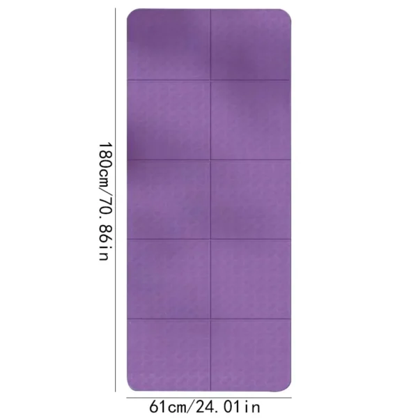 The dimensions of a pink foldable yoga mat