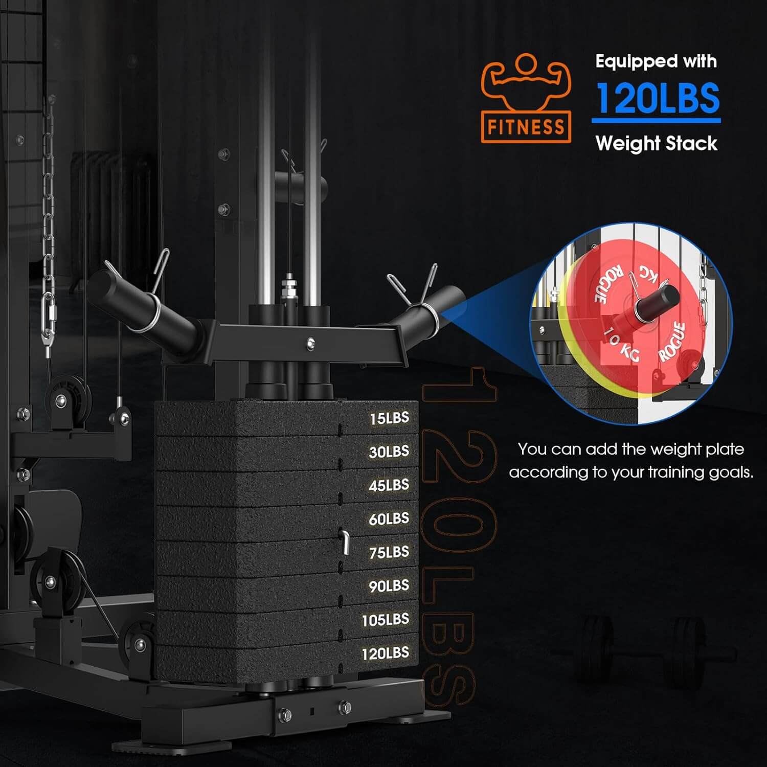 The weight stack of a sunhome smith machine sold by 100 Spartans