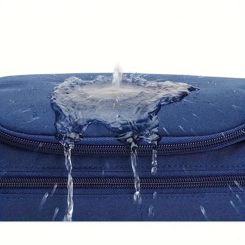 A water resistant blue Mens Leather Toiletry Bag​ sold by 100 Spartans