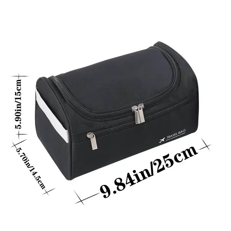 Dimension of a black Mens Leather Toiletry Bag​ sold by 100 Spartans