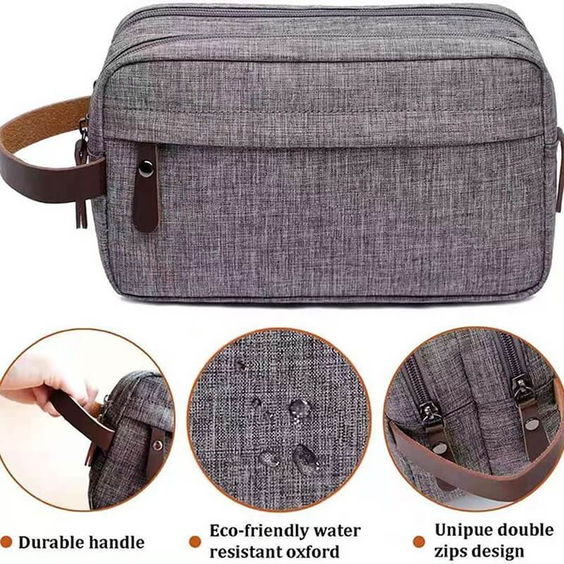 A grey toiletry bag for men sold by 100 Spartans