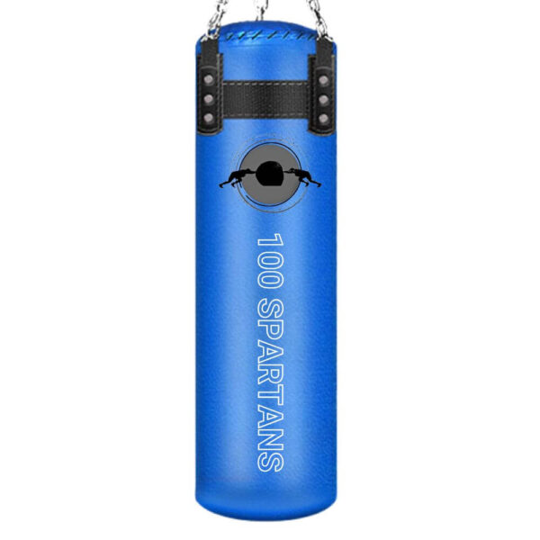 Blue outdoor punching bags sold by 100 Spartans