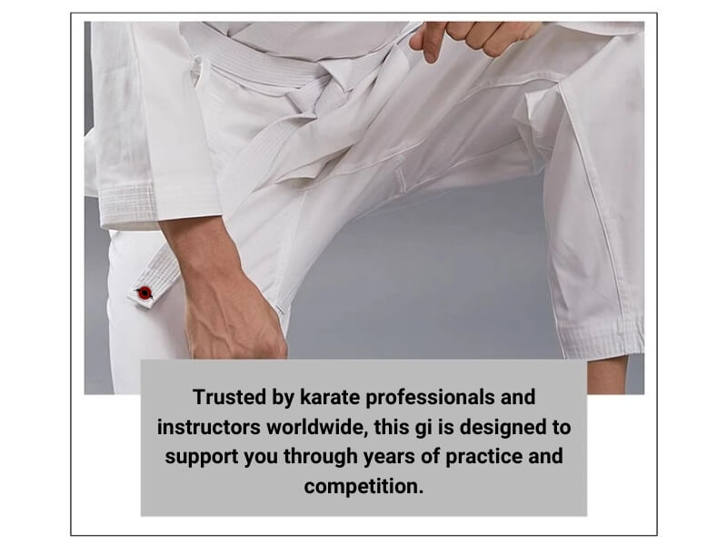 A 14oz heavy karate gi and white karate belt sold by 100 Spartans