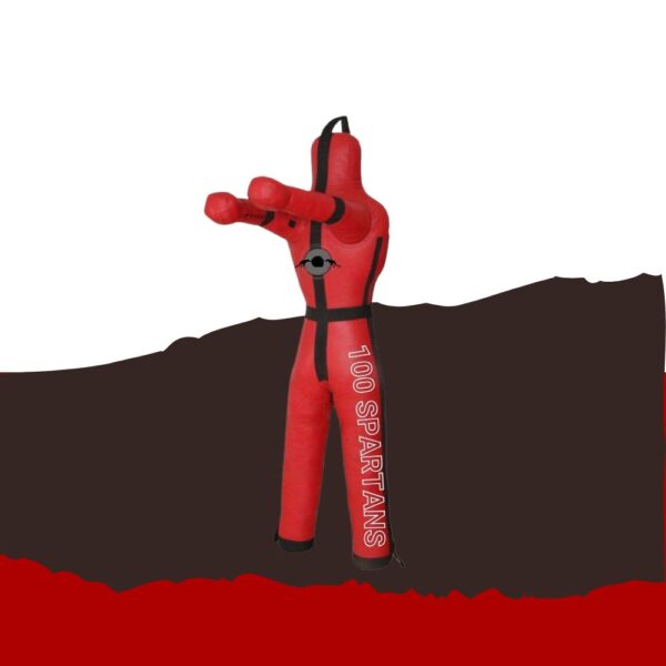 Red humanoid punching bag sold by 100 Spartans